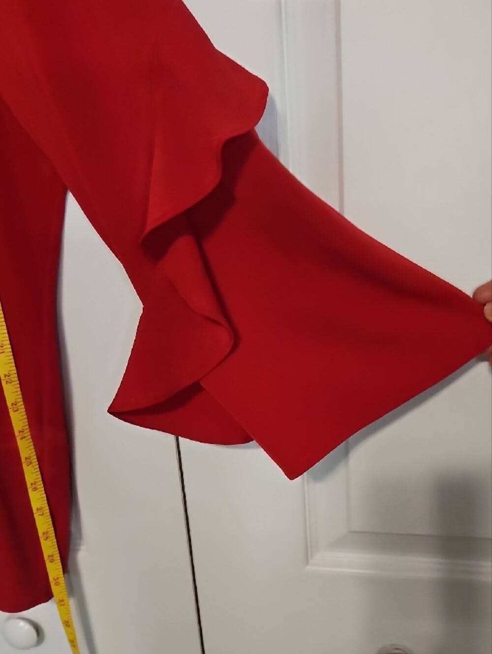 Chico's Red Ruffle-Sleeve Tunic Top - Picture 3 of 6